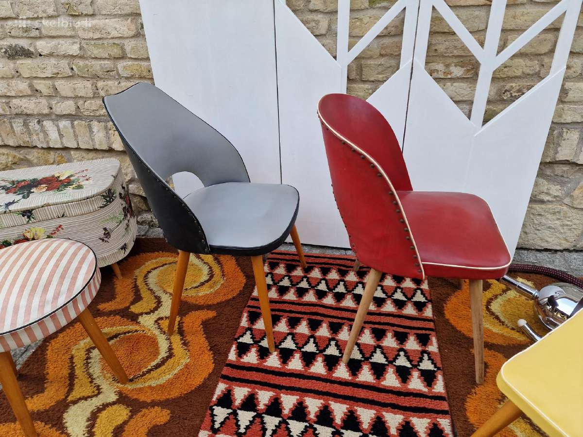 Vintažinės Mid century kėdės ir pufai - nuotraukos Nr. 18