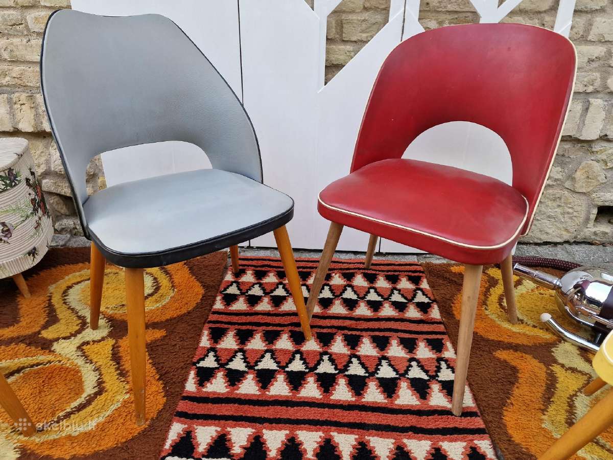 Vintažinės Mid century kėdės ir pufai - nuotraukos Nr. 21