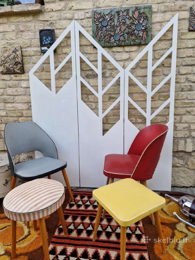 Vintažinės Mid century kėdės ir pufai - nuotraukos Nr. 34