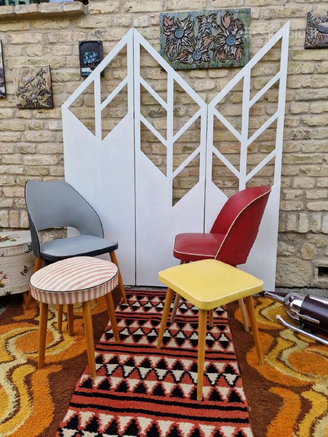 Vintažinės Mid century kėdės ir pufai - nuotraukos Nr. 35