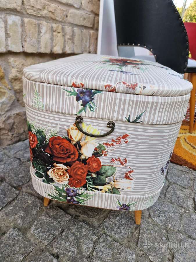 Vintažinis Mid Century pufas/ daiktadėžė - nuotraukos Nr. 15