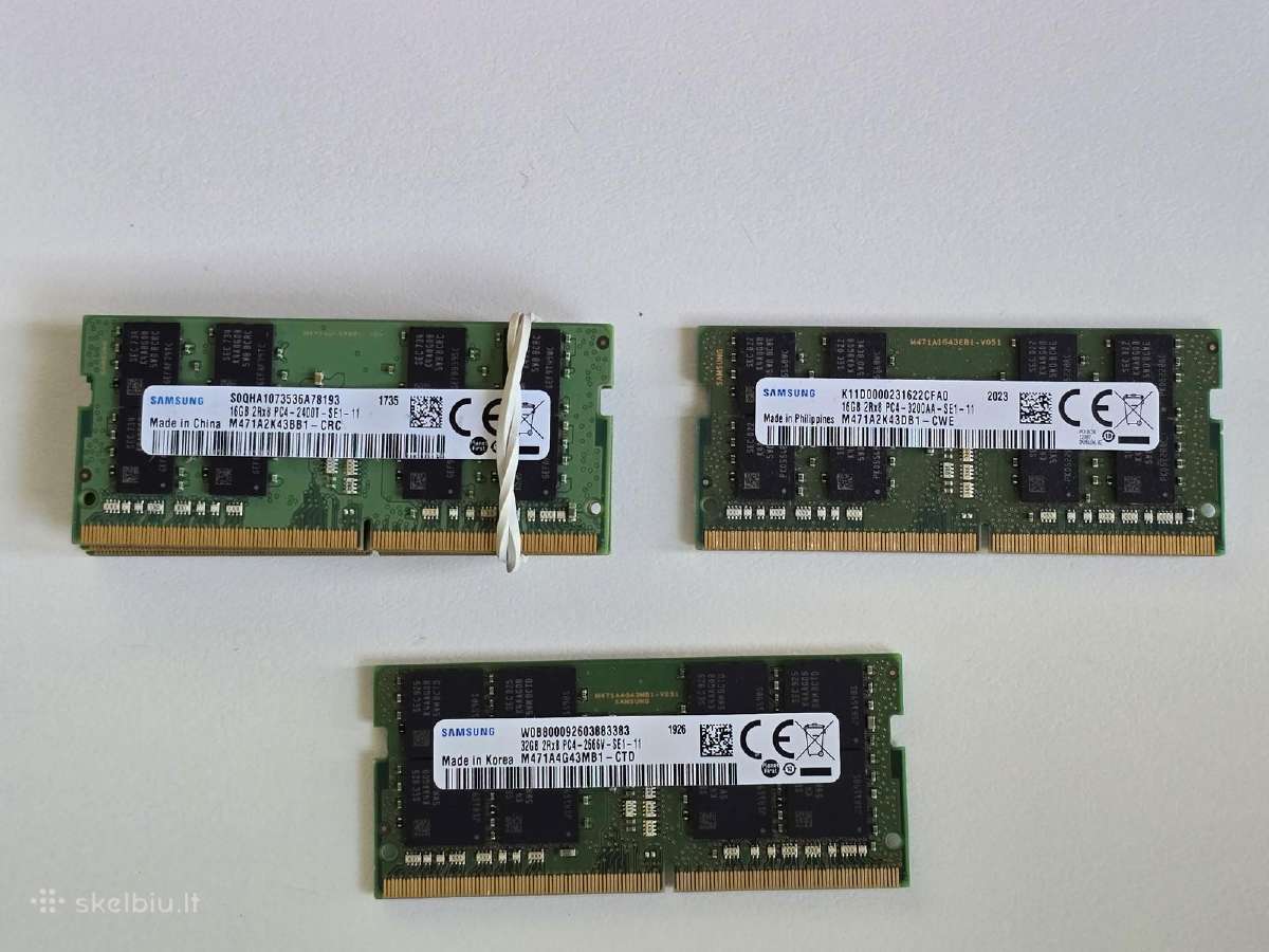RAM plokštelės Ddr4 32gb ir 16gb Ddr3 8gb