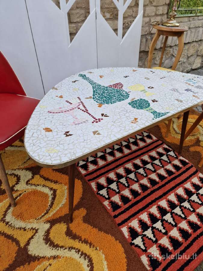 Vintažinis Mid Century keramikinis kavos staliukas - nuotraukos Nr. 3