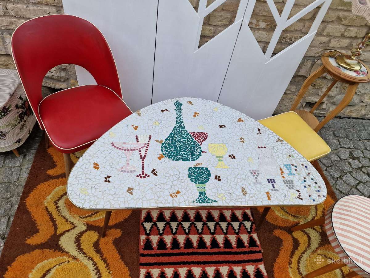 Vintažinis Mid Century keramikinis kavos staliukas - nuotraukos Nr. 25