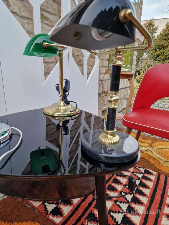 Vintažinės Mid Century "bankinės" stalo lempos - nuotraukos Nr. 11