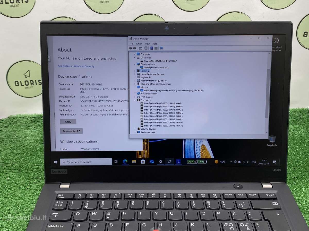 Lenovo Thinkpad T490s i5-8265u 8ram 256ssd #1-106 - nuotraukos Nr. 3