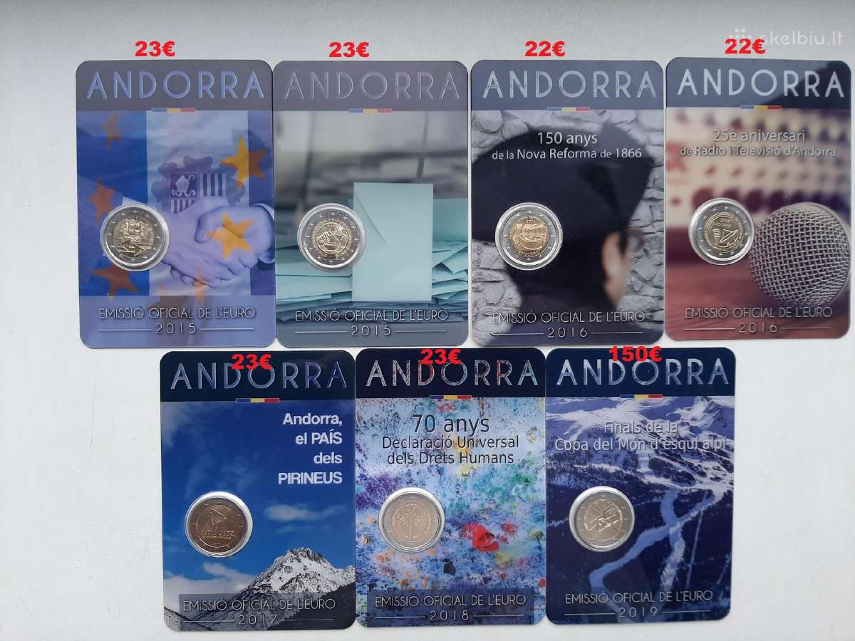 Andora proginės 2 € monetos kortelėse