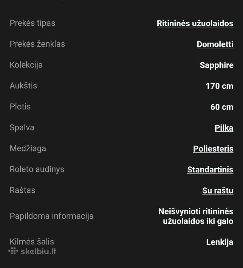 Ritininė užuolaida Domoletti Sapphire 60x170 cm - nuotraukos Nr. 10