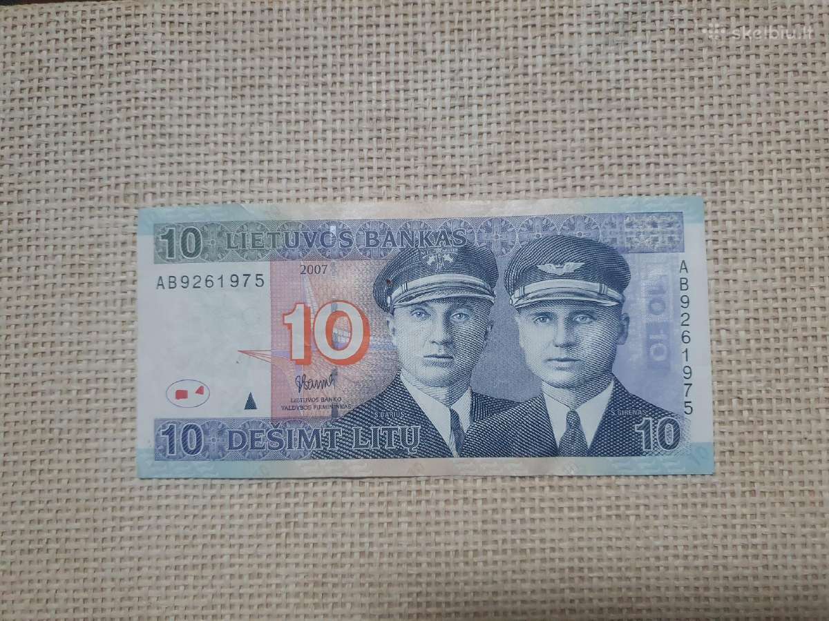 10 Litų banknotas kupiūra