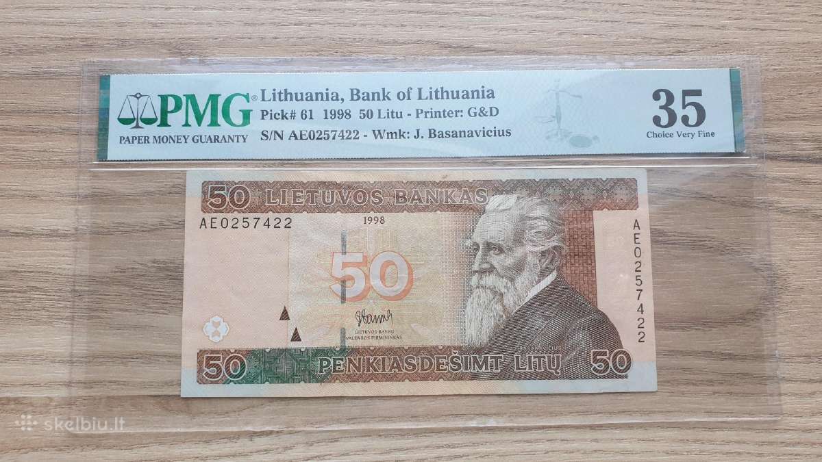 1998 metų 50 litų greidintas banknotas