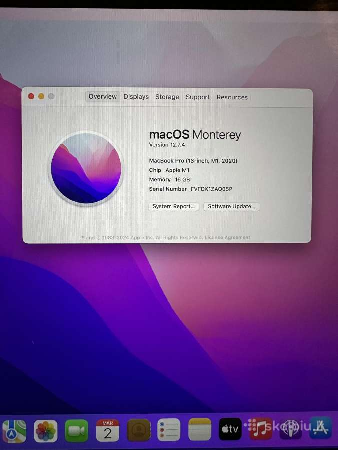 MacBook Pro (Touch bar) M1 2020, 16gb, 512gb - nuotraukos Nr. 3