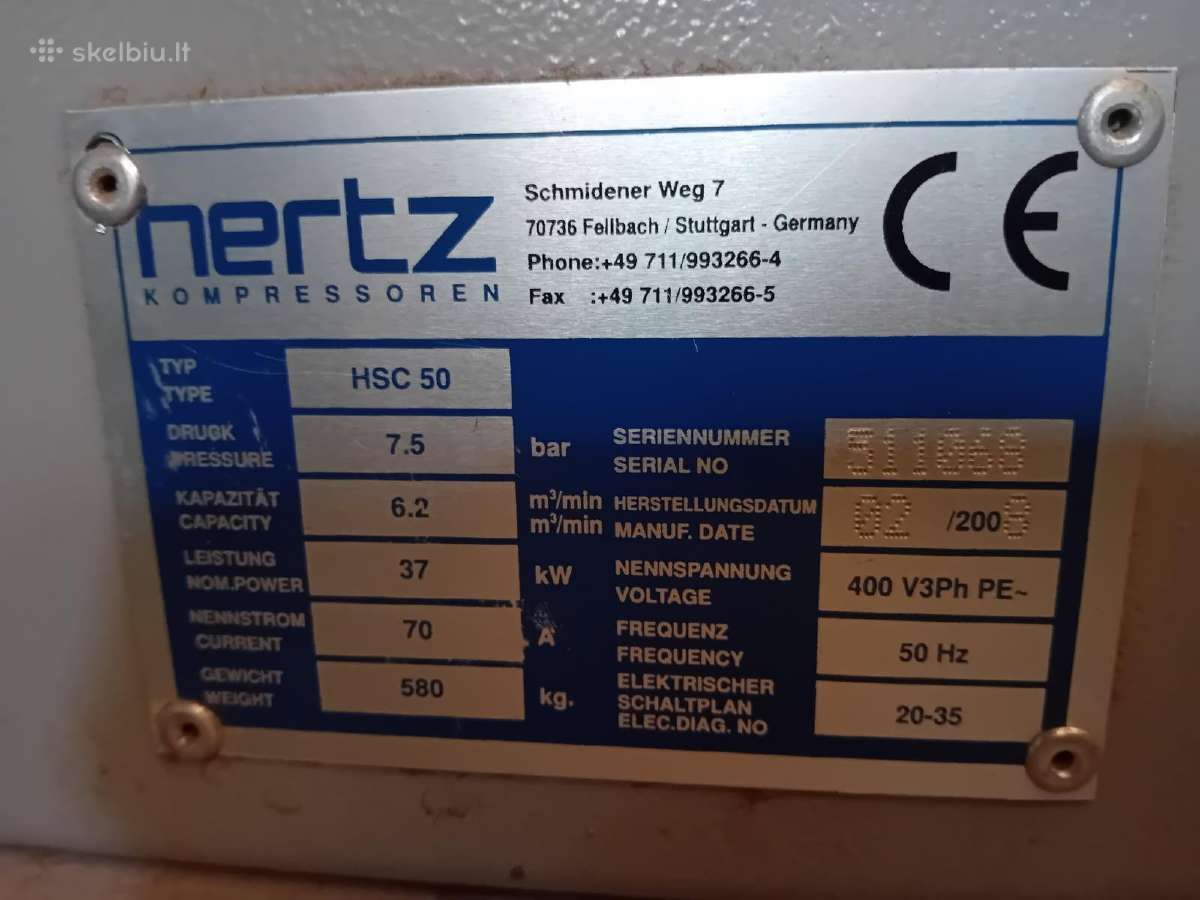37kw Sraigtinis kompresorius Hertz su priedais - nuotraukos Nr. 3