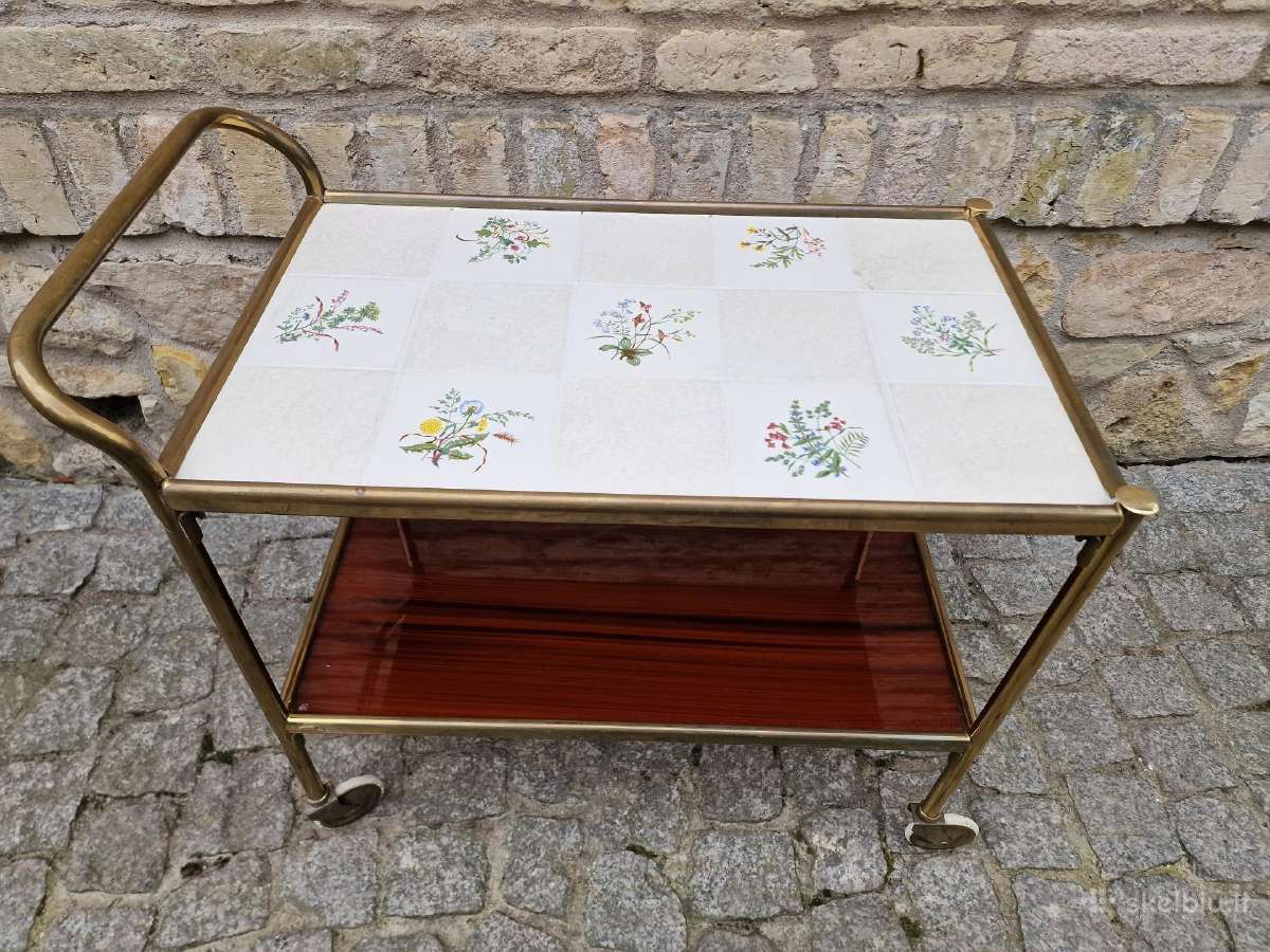 Vintažinis Mid Century žalvarinis staliukas/baras