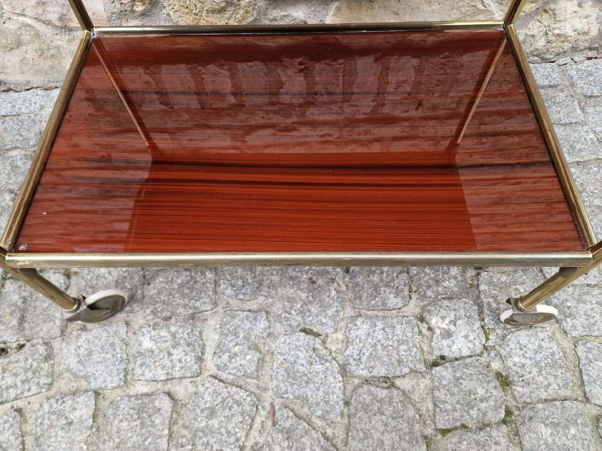 Vintažinis Mid Century žalvarinis staliukas/baras - nuotraukos Nr. 4