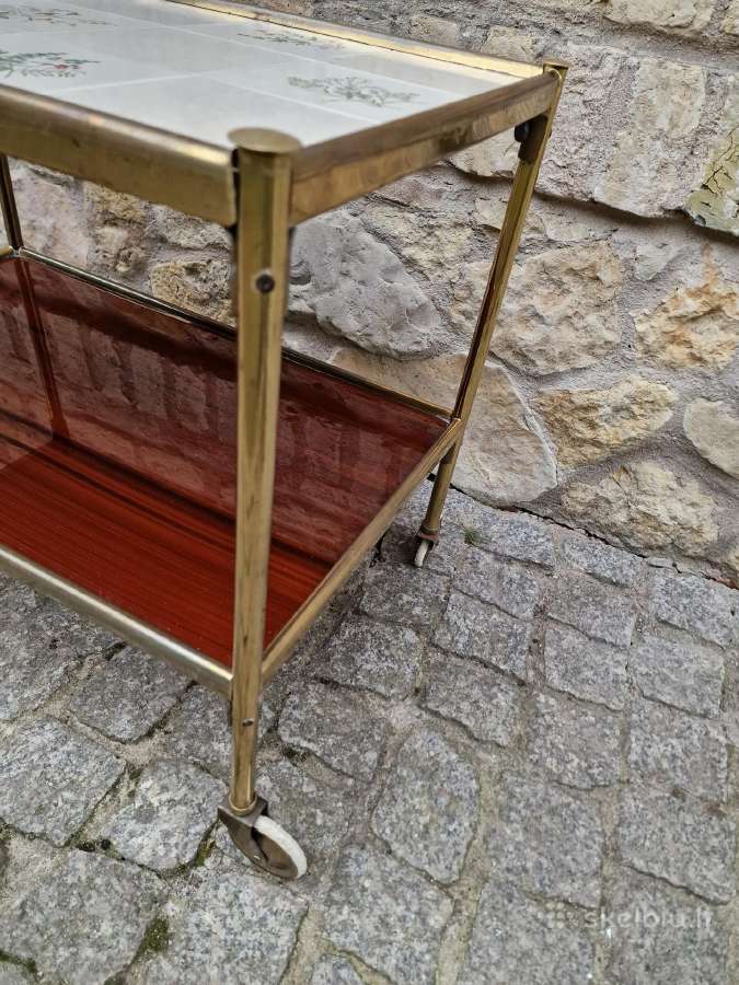 Vintažinis Mid Century žalvarinis staliukas/baras - nuotraukos Nr. 6