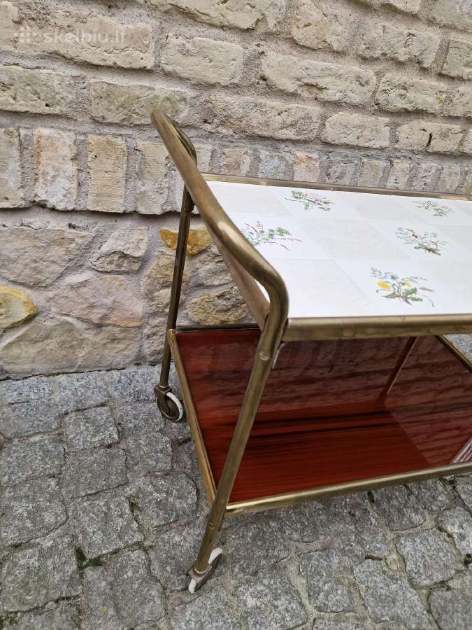 Vintažinis Mid Century žalvarinis staliukas/baras - nuotraukos Nr. 7