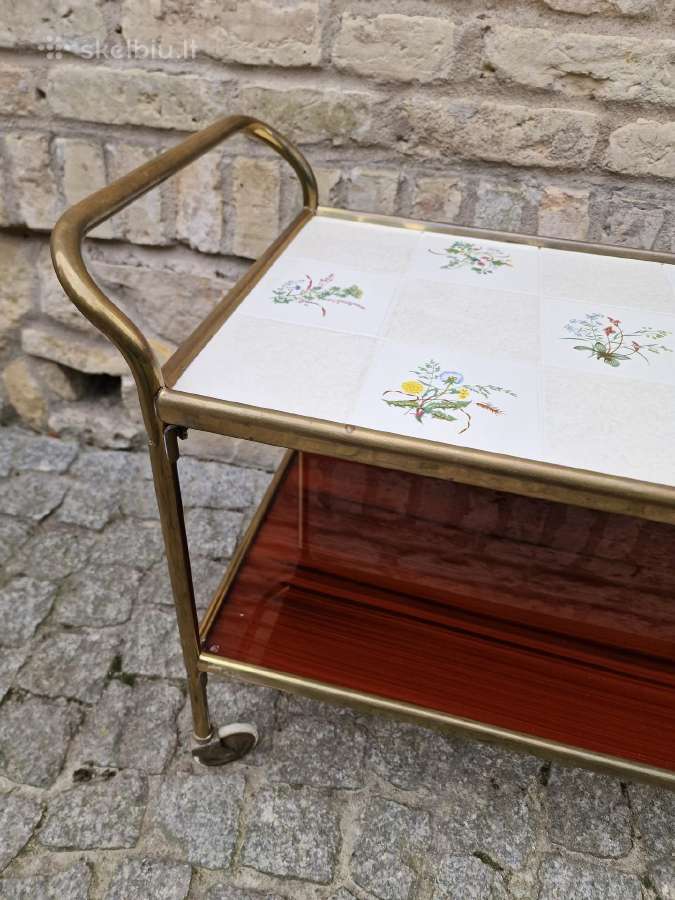 Vintažinis Mid Century žalvarinis staliukas/baras - nuotraukos Nr. 8
