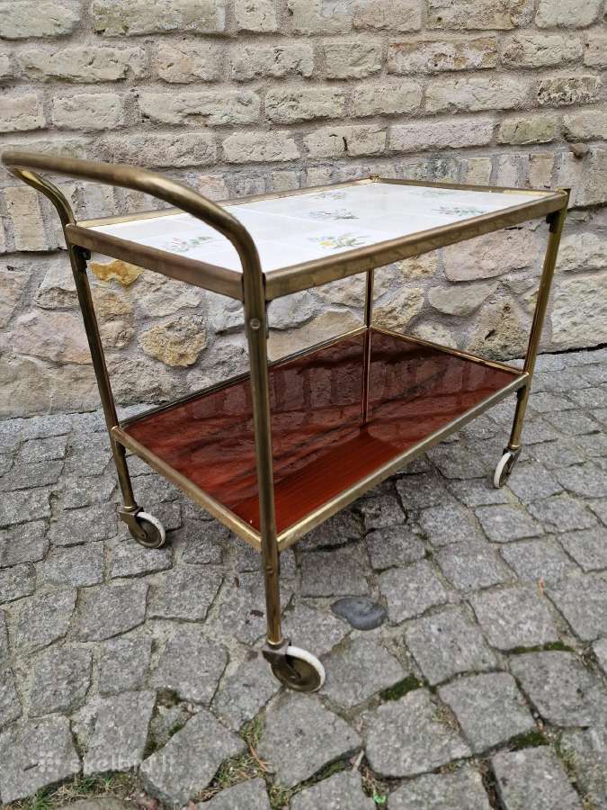 Vintažinis Mid Century žalvarinis staliukas/baras - nuotraukos Nr. 10