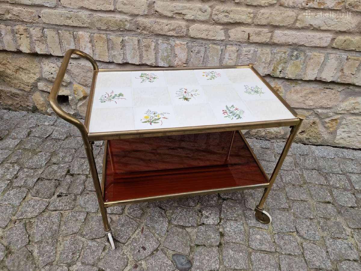Vintažinis Mid Century žalvarinis staliukas/baras - nuotraukos Nr. 11