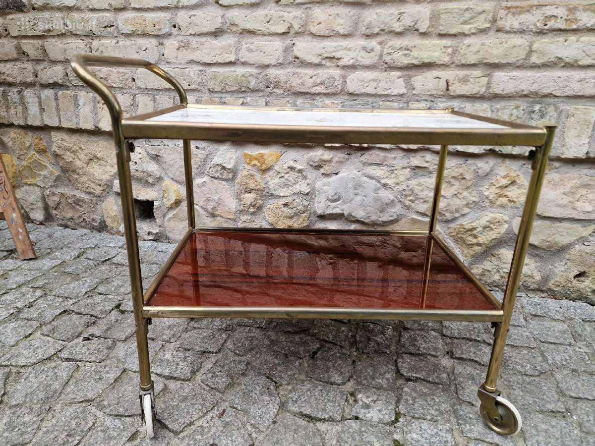 Vintažinis Mid Century žalvarinis staliukas/baras - nuotraukos Nr. 12