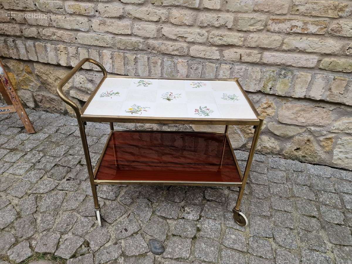 Vintažinis Mid Century žalvarinis staliukas/baras - nuotraukos Nr. 15