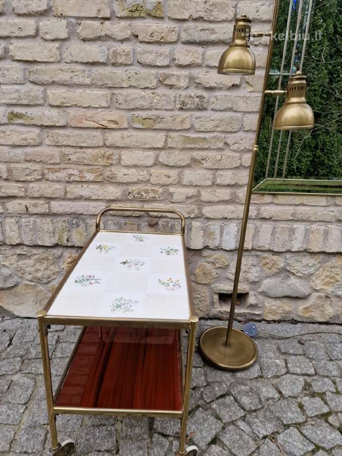 Vintažinis Mid Century žalvarinis staliukas/baras - nuotraukos Nr. 16