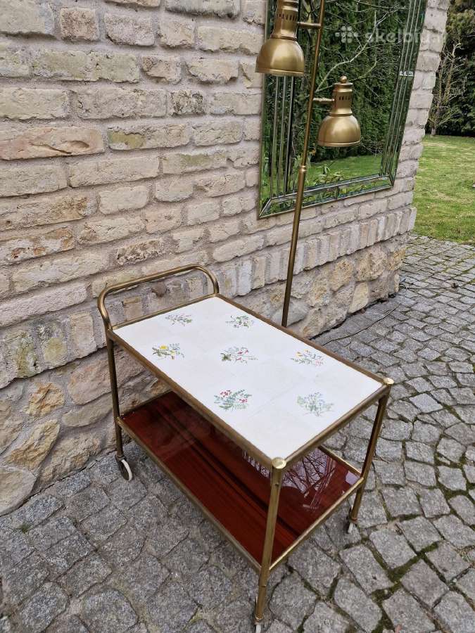 Vintažinis Mid Century žalvarinis staliukas/baras - nuotraukos Nr. 18