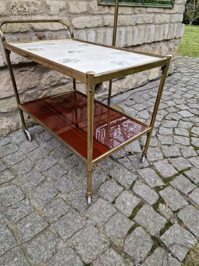 Vintažinis Mid Century žalvarinis staliukas/baras - nuotraukos Nr. 25
