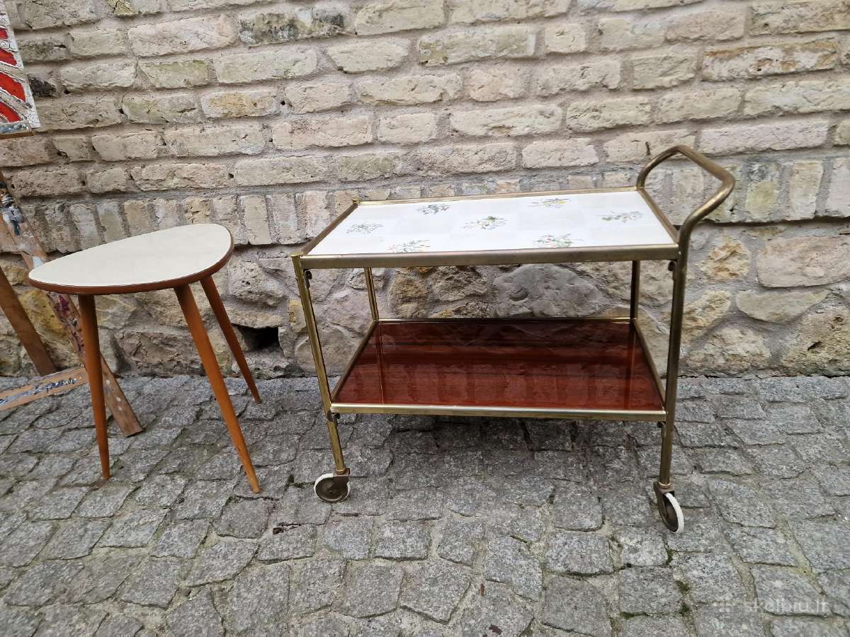 Vintažinis Mid Century žalvarinis staliukas/baras - nuotraukos Nr. 26