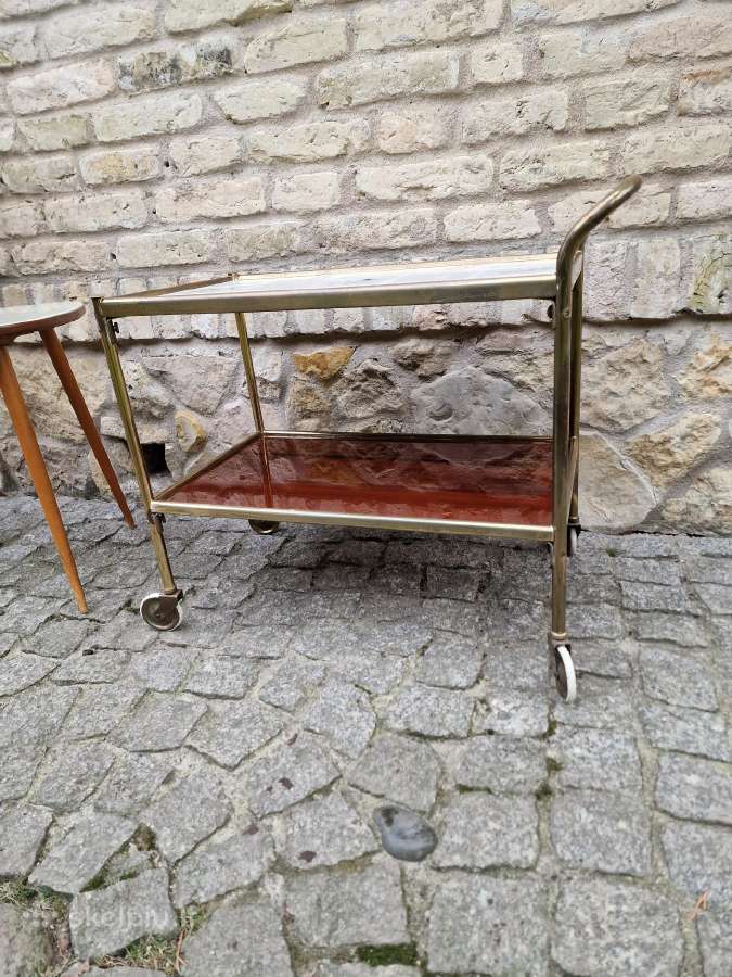 Vintažinis Mid Century žalvarinis staliukas/baras - nuotraukos Nr. 27