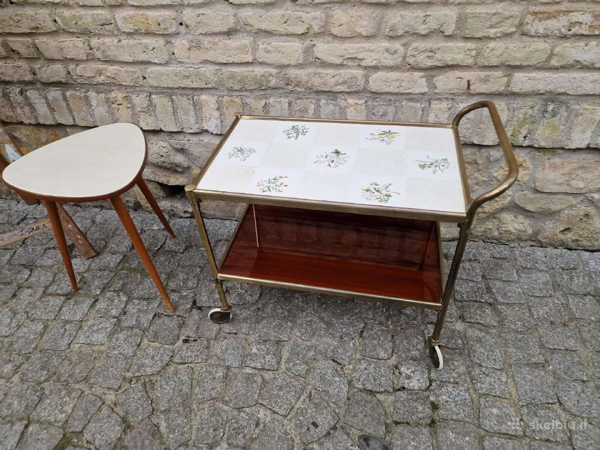 Vintažinis Mid Century žalvarinis staliukas/baras - nuotraukos Nr. 29