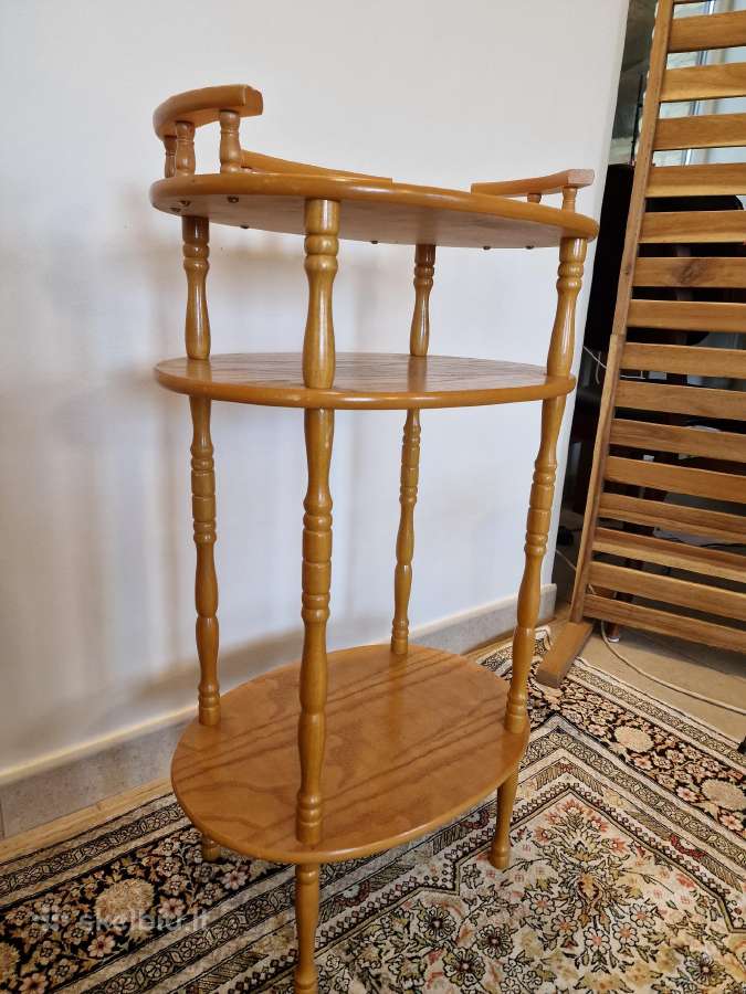 Vintažinė Mid Century ąžuolinė maža etažerė - nuotraukos Nr. 5