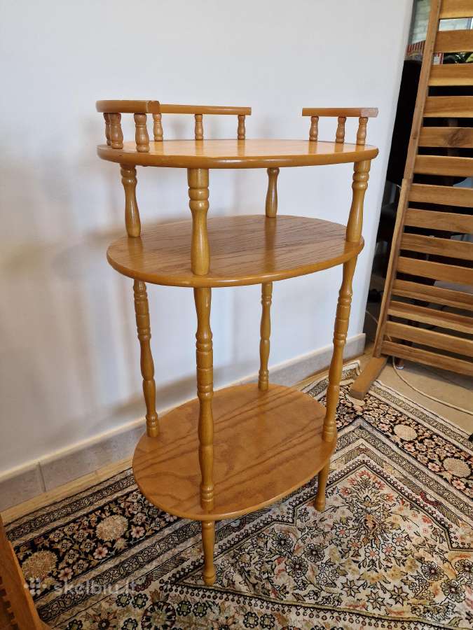 Vintažinė Mid Century ąžuolinė maža etažerė - nuotraukos Nr. 6
