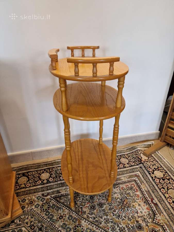 Vintažinė Mid Century ąžuolinė maža etažerė - nuotraukos Nr. 7