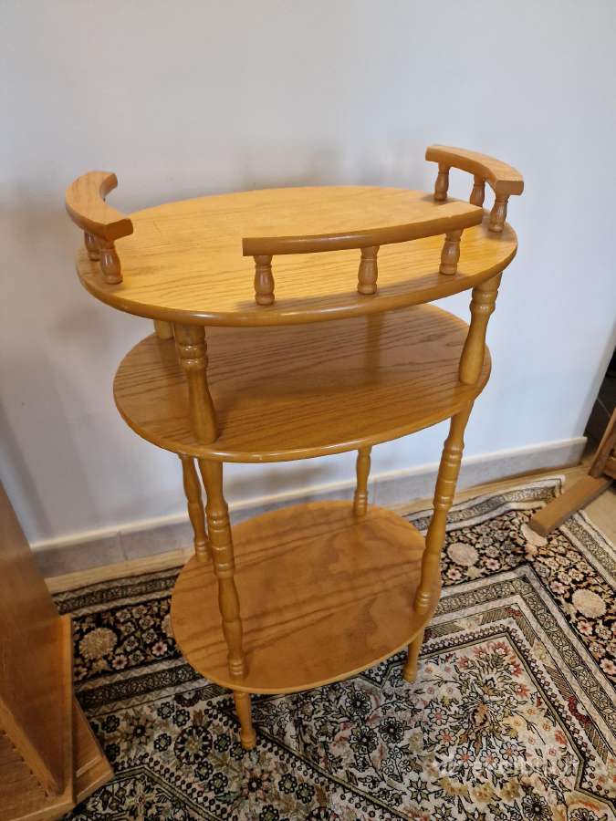 Vintažinė Mid Century ąžuolinė maža etažerė - nuotraukos Nr. 8