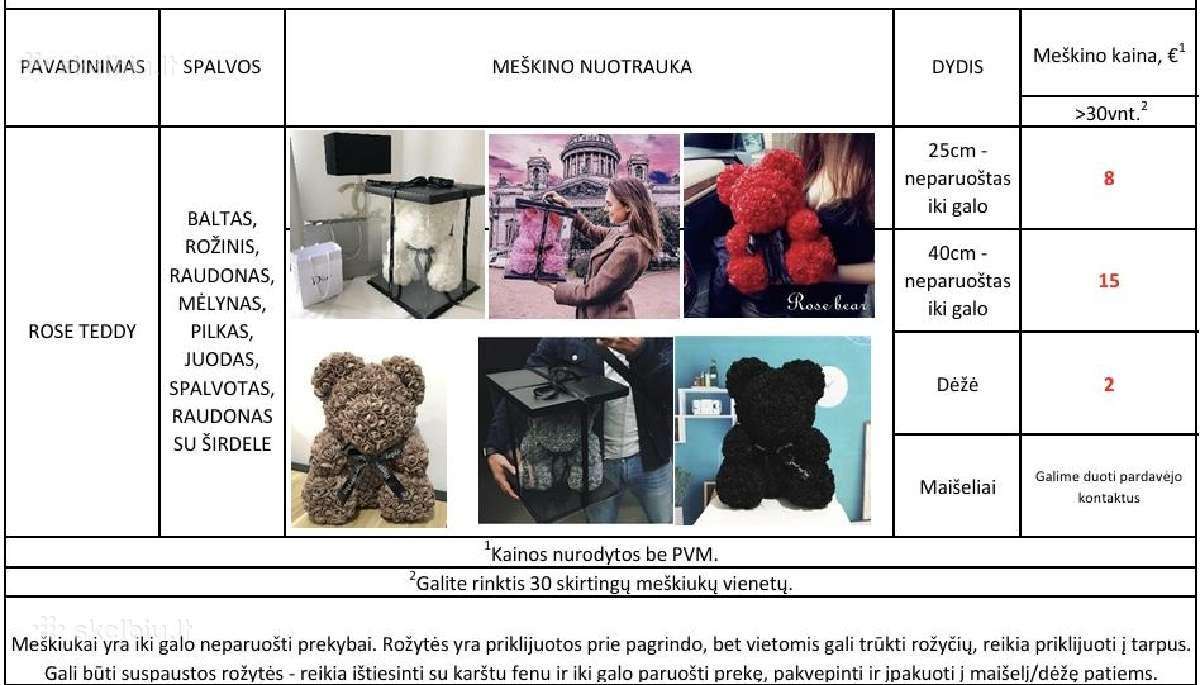 Rose bear, meškiukai iš rožių, rožės savikaina - nuotraukos Nr. 10