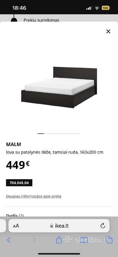 Ikea Malm dvigulė lova