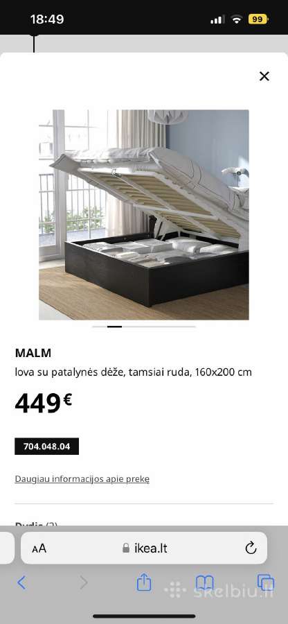 Ikea Malm dvigulė lova - nuotraukos Nr. 2