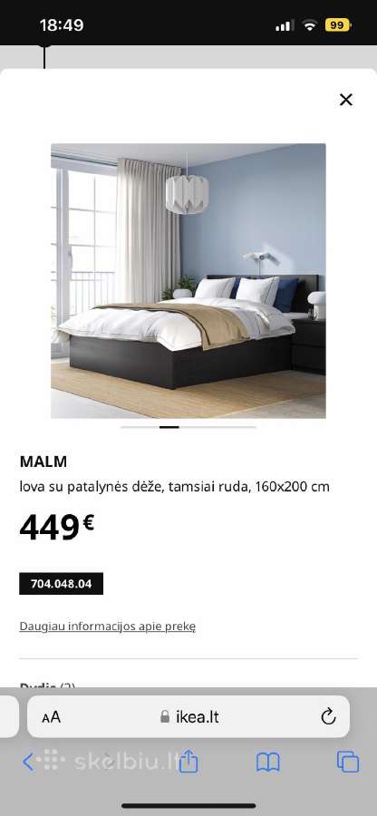 Ikea Malm dvigulė lova - nuotraukos Nr. 3