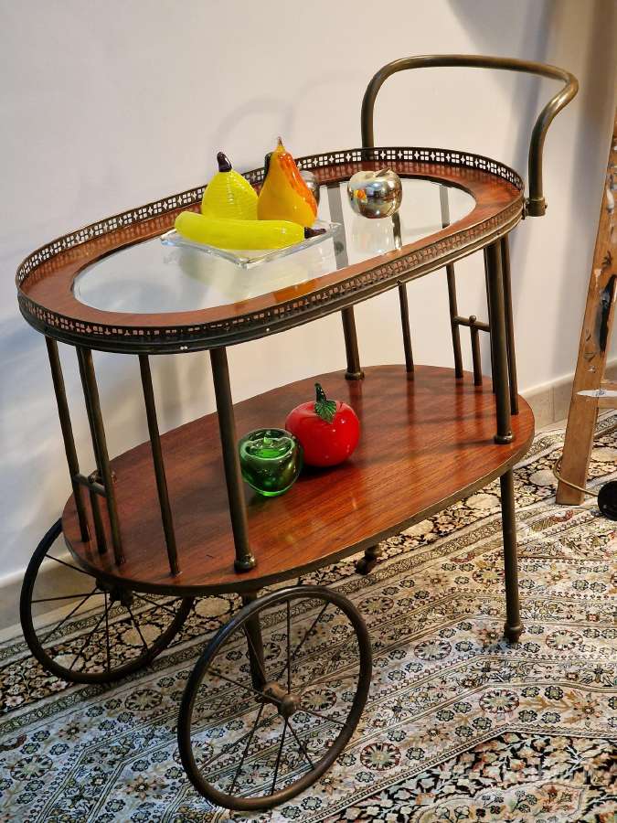 Antikvarinis Art Deco žalvario staliukas/servantas - nuotraukos Nr. 26