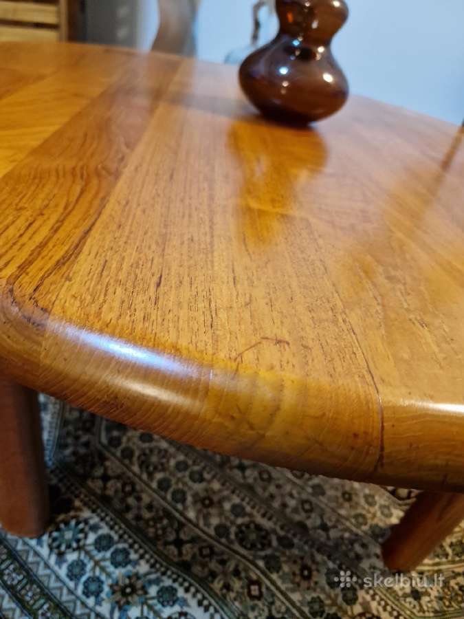 Vintažinis Mid Century tikmedžio masyvo staliukas - nuotraukos Nr. 7