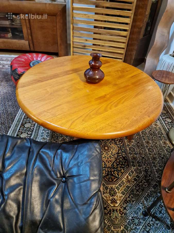 Vintažinis Mid Century tikmedžio masyvo staliukas - nuotraukos Nr. 22