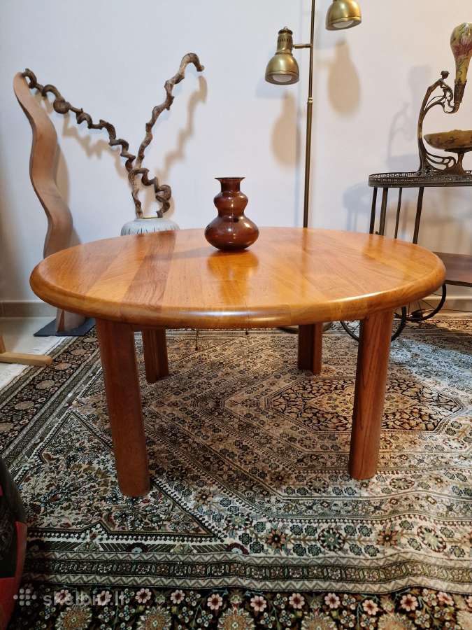 Vintažinis Mid Century tikmedžio masyvo staliukas - nuotraukos Nr. 24