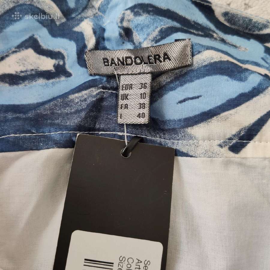 "Bandolera" medvilninis baltas mėlynas sijonas mot - nuotraukos Nr. 2