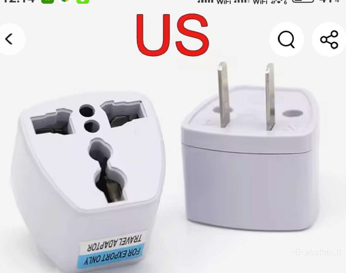 Kelioninis adapteris skirtas Usa iš Eu, GB, kt.