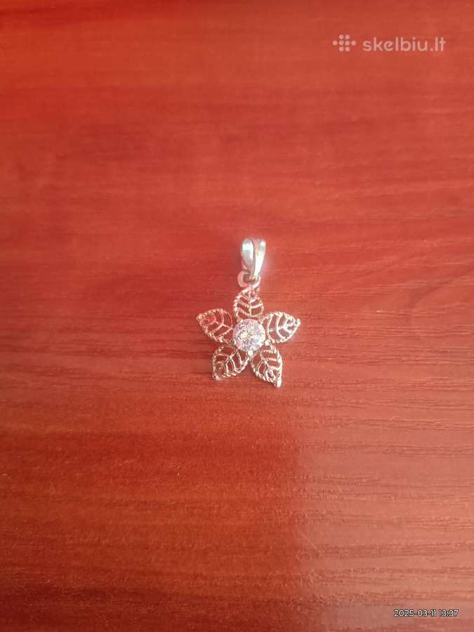 Sidabrinis pakabukas gėlytė - nuotraukos Nr. 2