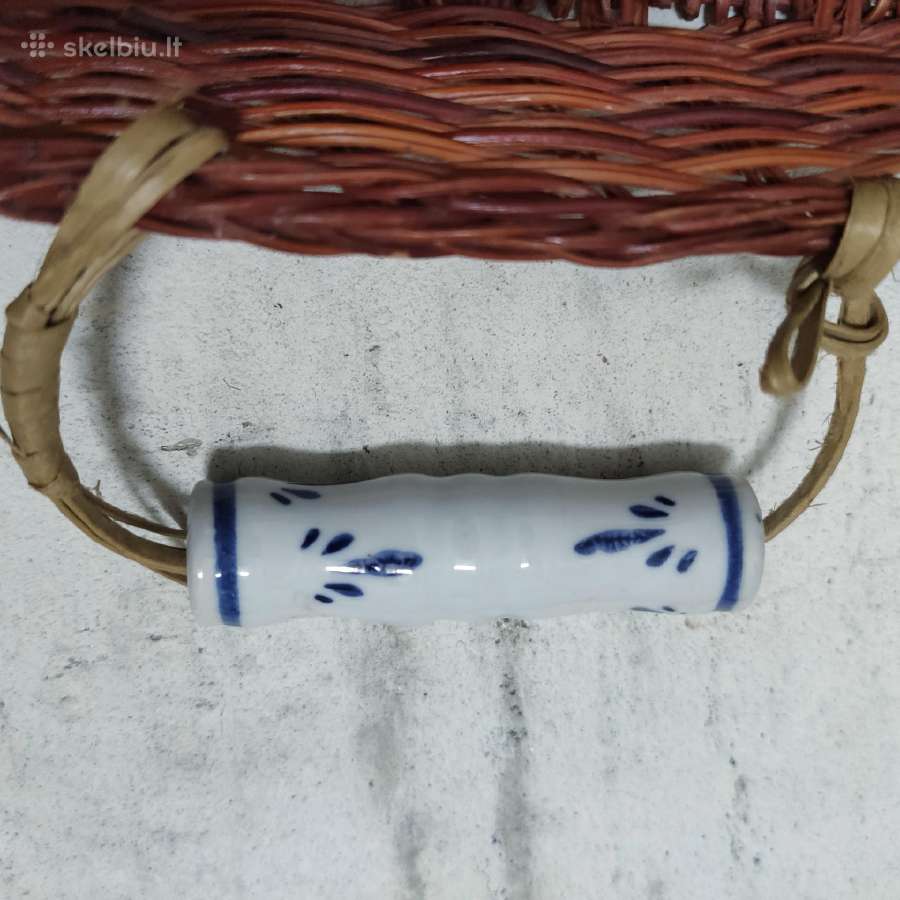 Padėklas vintažinis pintas su keramikinėm rankenom - nuotraukos Nr. 8