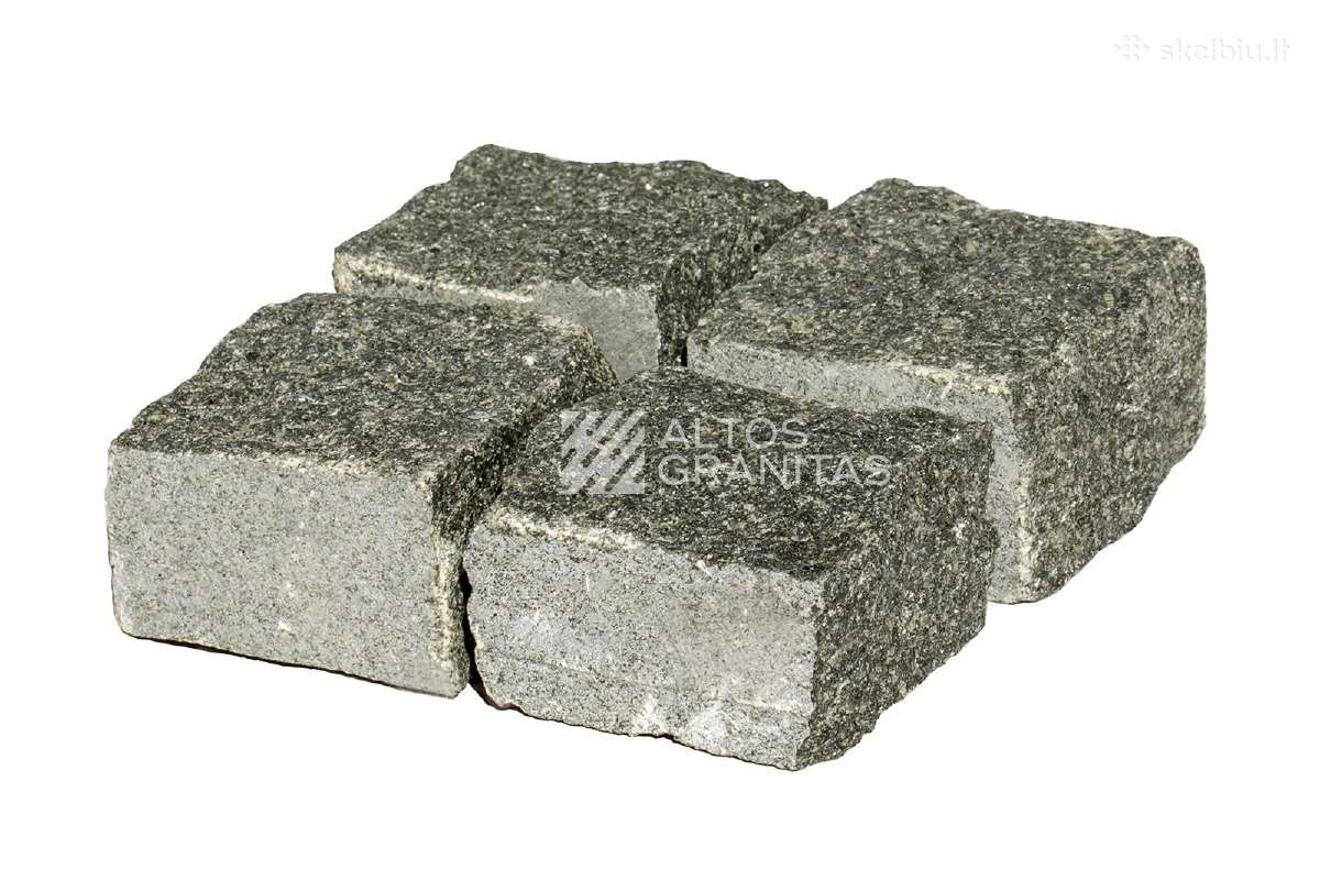Granitinės trinkelės Gabro (t.pilkos) 10x10x5 cm