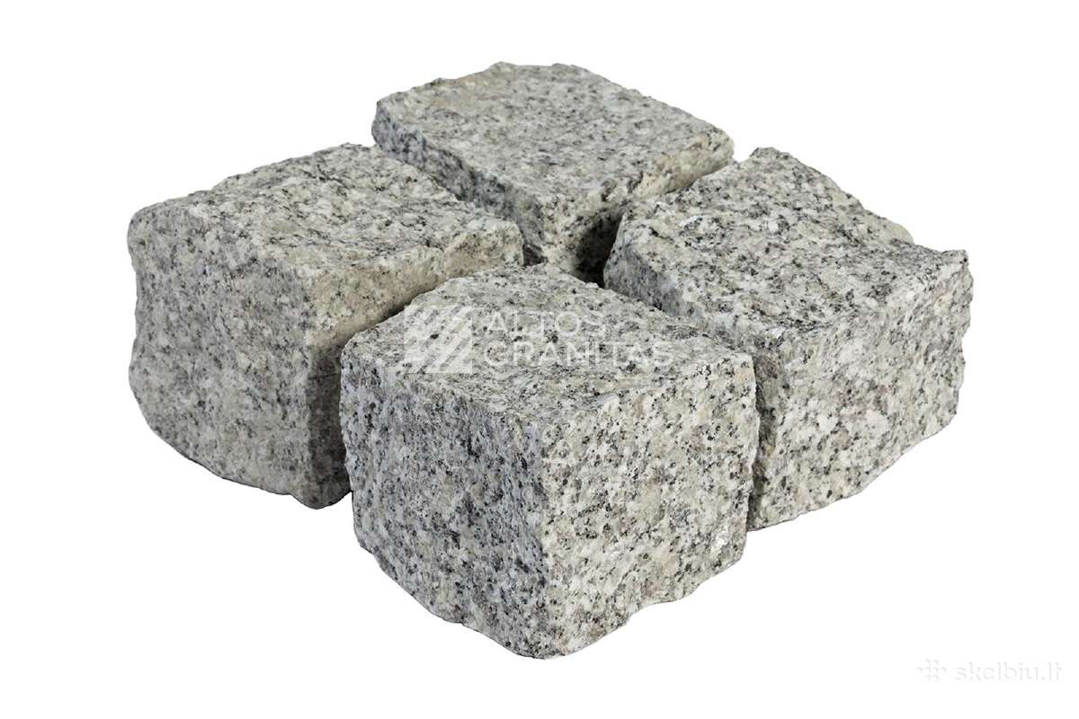 Granitinės trinkelės šviesiai pilkos 10x10x10 cm