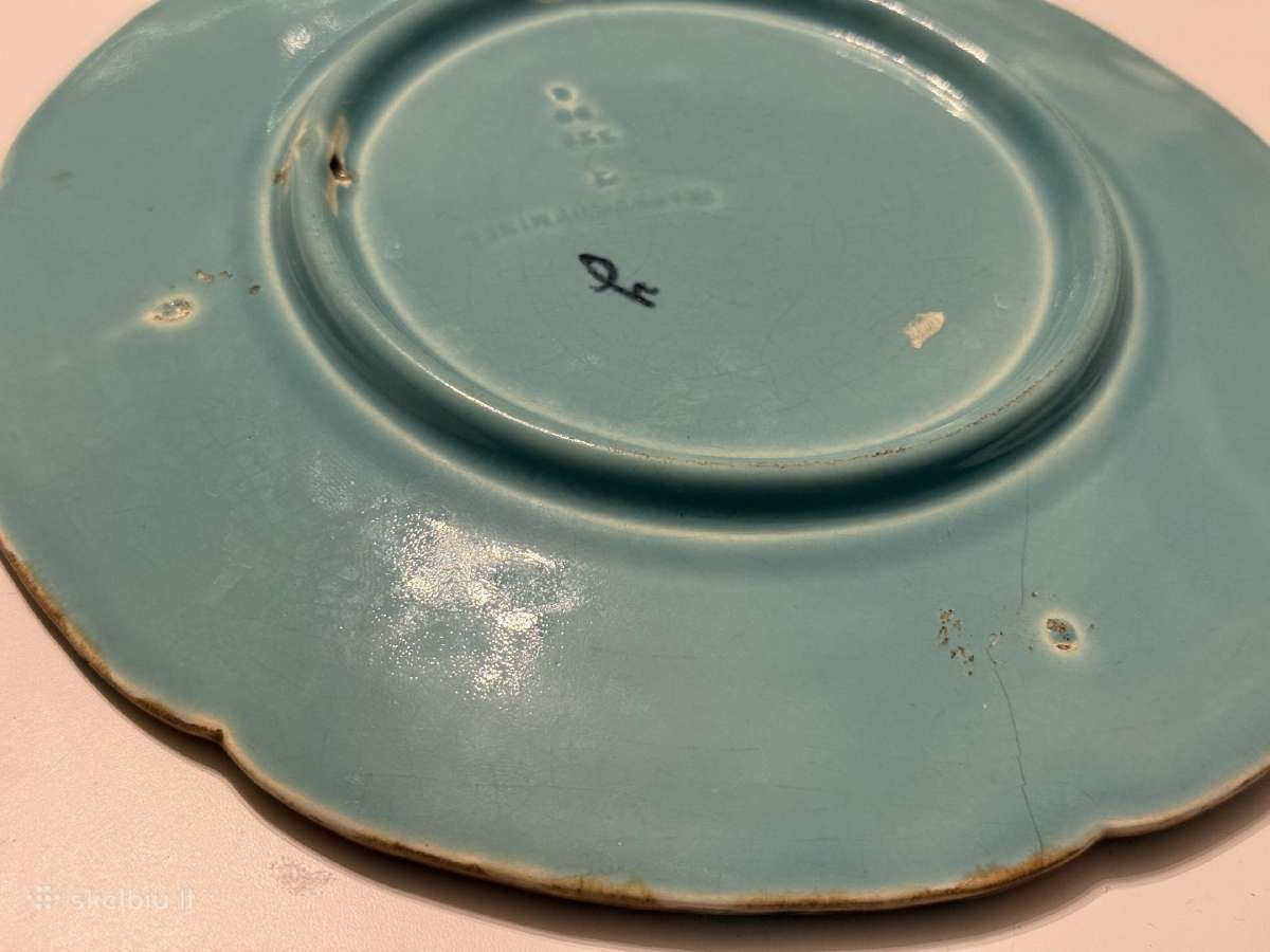 Unikali antikvarinė Sarreguemines Majolica lėkštė - nuotraukos Nr. 6